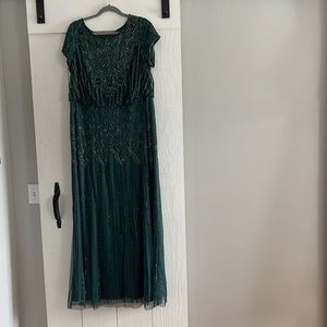 Adrianna Papell Green Sequin Formal Gown